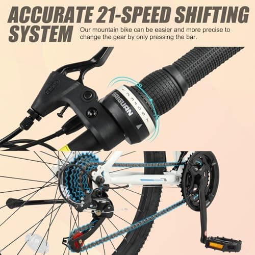 Ktaxon 20/24/26 Inch Mountain Bike, 7/21-Speed Adult Bicycle with Sturdy Steel Frame, Front Suspension, Excellent Twist Shifting, Easy to Assemble and Stylish Cool Look for Men Women