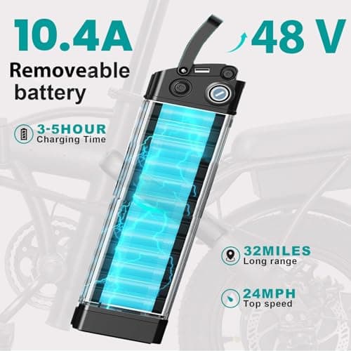 Electric Bike for Adults and Teens, 560-740W Motor, 20-25MPH Compact Commuter Folding Ebike, 32 Miles Range, 48V 10Ah Battery, 3-Level Pedal Assist, 14" Foldable Electric Bicycle, UL 2849 Certified