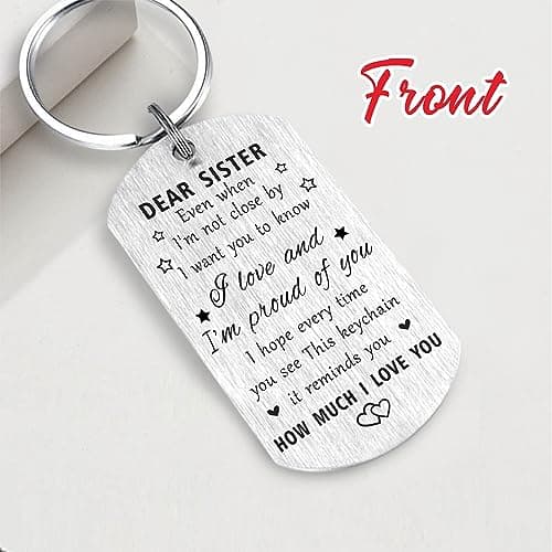 Resdink Sister Gifts for Girl Women - I Love My Sister Mothers Day Birthday Graduation Keychain, Proud of Best Sisters Present