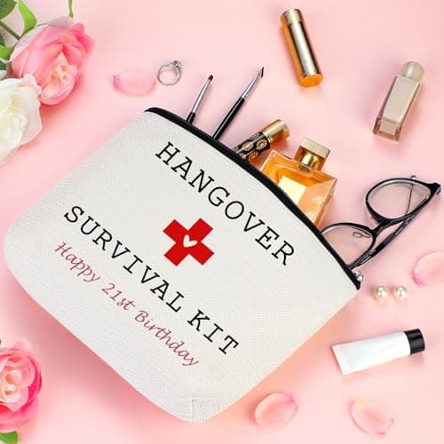 21st Birthday Gifts for Women Her Unique 21 Year Old Birthday Gifts for Female Her Funny Gift for 21 Year Old Female 21st Bday Decorations for Women - Wine Glass Toilet Paper Candle Makeup Bag B0CY1Z9QNV