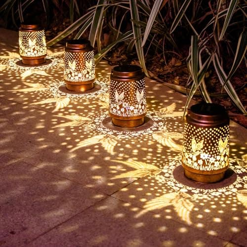 Hummingbird Birthday Gifts for Women Mom Grandma Solar Lanterns Outdoor Waterproof Garden Decor Metal Hanging LED Decorative Light for Patio Yard Lawn Backyard Front Porch Gardening Gifts