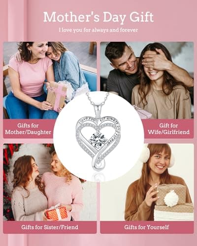 Jewelry for Women Wife Infinity Heart Birthstone I Love You Necklace S925 Anniversary Women Necklaces for Her Wife Birthday Gift Ideas, Birthday Present for Girlfriend Mom Daughter Sterling Silver B09XCK5XP1