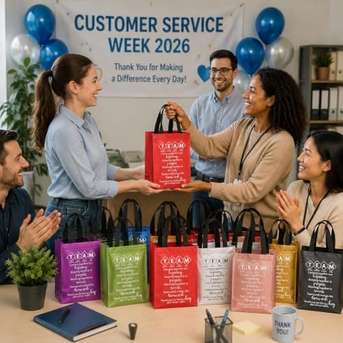Customer Service Week Employee Appreciation Gifts, Reusable with Handles Gift Bag, Appreciation Gifts Bag For coworker Team Sweetude 25pcs Team Staff Appreciation Thank You Gift Bag Bulk, 10 Colors B0DJVXY2HC