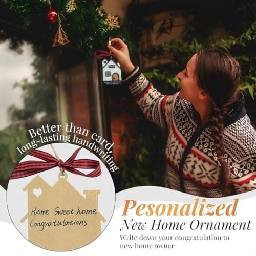 Synhonty New Home Gift Ideas Basket, 11 Pcs: Bamboo Serving Board, Wooden Decoration, Soy Candle, Towels & More - White