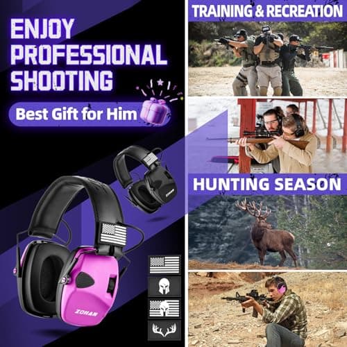 ZOHAN Electronic Shooting Earmuffs, Hearing Protection Shooters, NRR 23dB Noise Reduction Gun Range Ear Protection Headphones