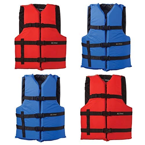 Onyx General Purpose Life Vest, Adult Universal (4-Pack),Red - Blue,30-52-Inch Chest, persons over 90-Pounds., universal