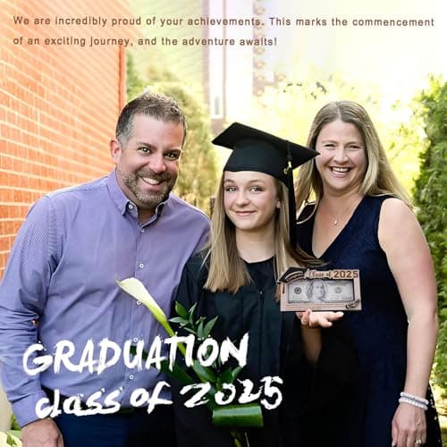 Graduation Gifts 2025 Money Holder, Wooden Graduation Money Cash Envelope Box for Class of 2025 Senior College University Graduates Holiday Christmas Gifts