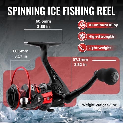 WIDDEN Ice Fishing Rod and Reel Combo, 27" Medium Light Spinning Ice Fishing Pole, Gear with Tackle Box Kit, Line, Lures for Saltwater, Freshwater Trout, Bass, Walleye