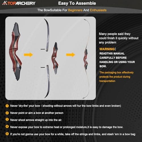 TOPARCHERY Archery 60" Takedown Hunting Recurve Bow and Arrow Set for Adults Practice Competition Longbow Kit 30-50lbs with 6pcs Arrows Right Hand Black