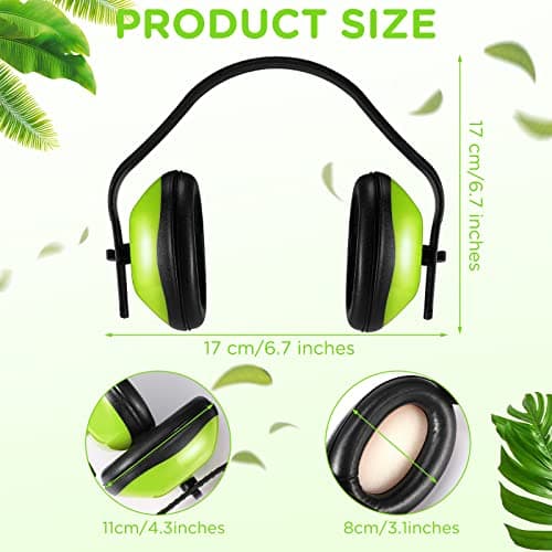 Maitys 6 Pcs Soundproof Earmuffs Hearing Protection Headphones Adjustable Padded Defender Noise Reduction Earplug for Kids (Green)