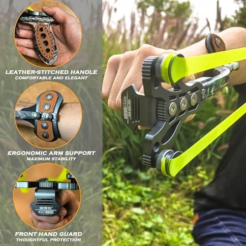 Heavy Duty Hunting Slingshot, Wrist Rocket Slingshot with Arm Support, Professional Shooting Sling Shot for Adults, Competition Catapult.