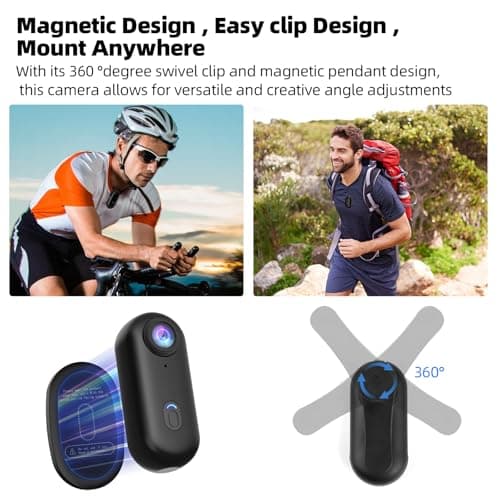 4K Mini Body Camera, Thumb POV Portable Body Cam Sports Action Camera Hands Free Waterproof Recording Wearable Camera Personal Camcorder Helmet Mounted Sports for Cycling, Motorcycle Vlogging (Black)