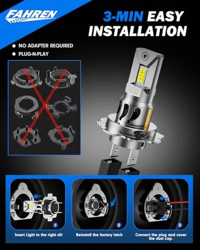 FAHREN Upgraded H7 LED Bulbs, 40000LM 1300% Ultra-Brightness, Real 1:1 Halogen Size, 70000+ Longer Lifespan, 6500K White for H7 Fog Electronic Flashers, CAN-Bus Ready Plug N Play, Pack of 2
