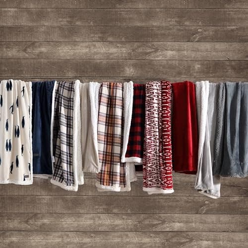 Eddie Bauer - Throw Blanket, Super Soft Reversible Sherpa Fleece Bedding, Cozy Plaid Home Decor (San Juan Red Clay, 50" x 60")