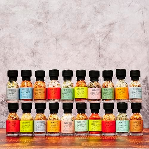 Smokehouse by Thoughtfully Ultimate Grilling Spice Set, Grill Seasoning Gift Set Flavors Include Chili Garlic, Rosemary and Herb, Lime Chipotle, Cajun Seasoning and More, Pack of 20