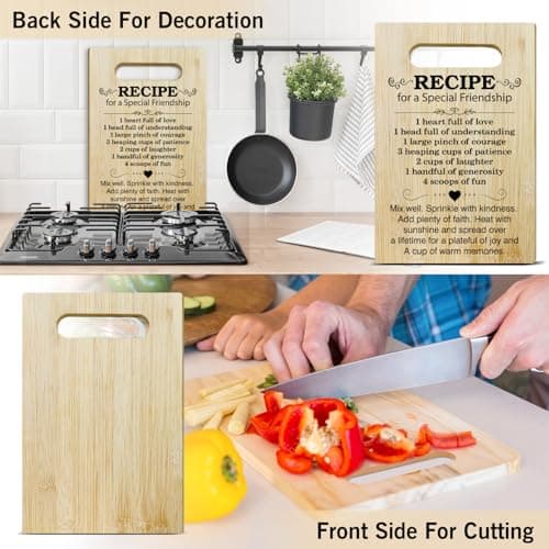 Friend Gifts Kitchen Cutting Board - Recipe For A Special Friendship, Gifts For Thanksgiving Chopping Board, Birthday Gifts For Friends Bestie, Bamboo Cutting Boards For Kitchen Cooking Restaurant