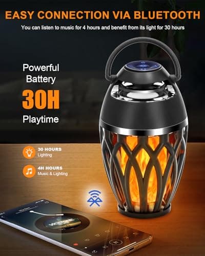 Vanten 2 Packs Outdoor Bluetooth Speakers, Bluetooth 5.0 Led Flame Speaker, IPX5 Waterproof Flame Torch Atmosphere Speaker, Flame Lamp, Gifts for Men Women, Decorations for Party Garden Patio