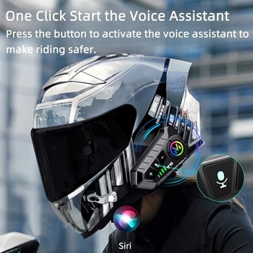 Motorcycle Helmet Bluetooth Headset Speakers with HiFi Sound,Noise Cancellation,1000mAh Battery,25 Hours Use,Boom Mircrophone,Easy to Install Use with Golves,IPX6 Waterproof,Voice Assistant