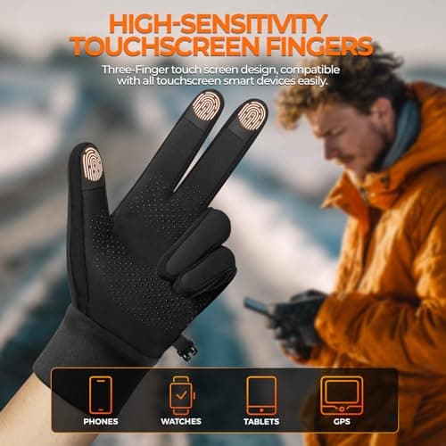 rivmount Winter Gloves Women Men, Cold Weather Touch Screen Liner Glove, Windproof 3-Layers, for Running, Cycling, Biking, Hiking, Driving