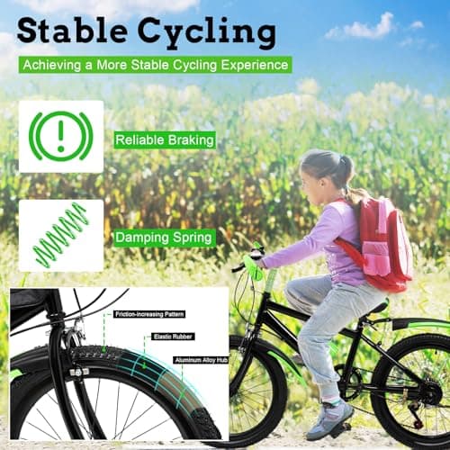 20 Inch Mountain Bike for Kids, Double Brake Bicycle High Carbon Steel Kids' Bicycles for Boys Girls Ages 8-12 Year Old