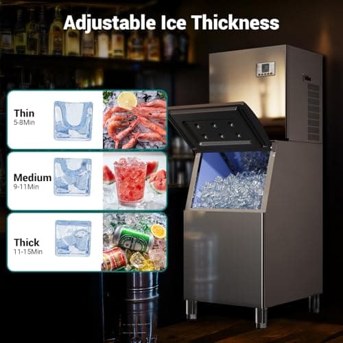 680LBS/24h & 560 LBS Storage Bin Commercial Ice Maker Machine, Ice Ready in 8-15 Min, ETL Approval Self Cleaning Stainless Steel Industrial Ice Machine for Bar Restaurant Cafe, Silver