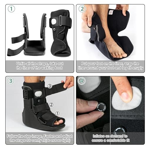 Jewlri Jewlri Air Walking Boot, Fracture Boot Short Walker Protection Fits Left or Right Foot Ankle Support for Injuries Fractures Sprains Black M