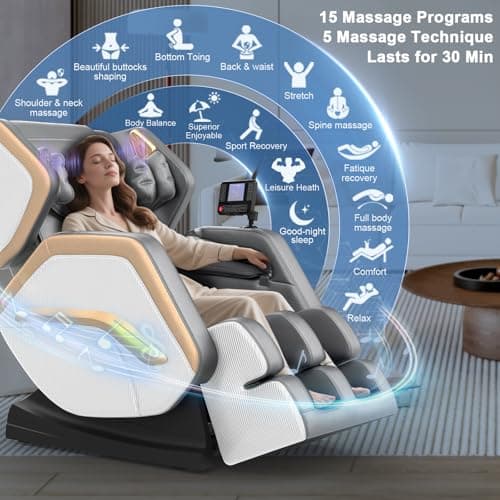 Massage Chair Full Body, Zero Gravity Massage Chair 2026 for Back Fatigue with 10 Fixed Rollers, Heating, Airbags, Phone Controller, Bluetooth Speaker, Nightlights for Living Room, Bedroom
