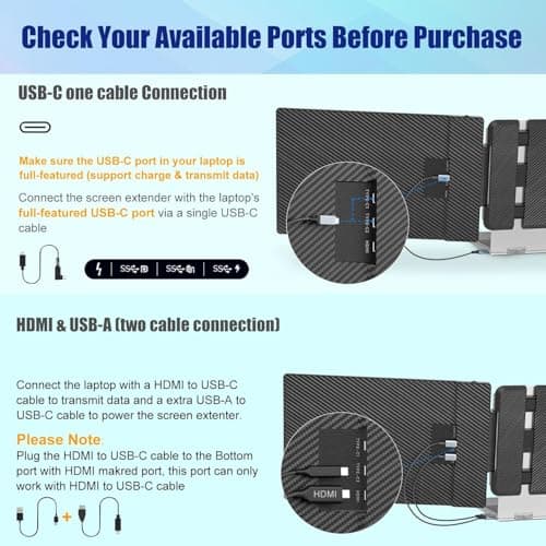 KEFEYA Laptop Screen Extender, 14" FHD 1080P IPS Laptop Monitor Extender Dual Screen, Portable Monitor for Laptops 13-17" with USB-C/HDMI Port, Plug n Play for Windows/Mac/Android/Switch/PS5