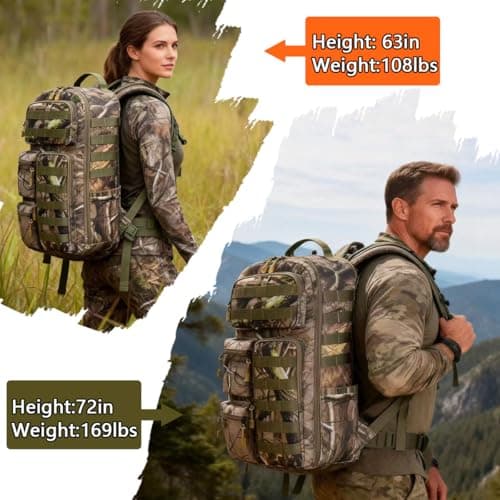 Tactical Camo Backpack for Men Women Waterproof Durable MOLLE Backpack Camping Hunting Emergency Preparedness