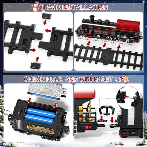 DULONIME Train Set for Toddlers 2-4, Electrical Trains with Track, Smoke, Light, Sound and Scene, Christmas Train Sets for Around The Tree, Christmas Birthday Gifts for Boys Girls 3-8 Years Old