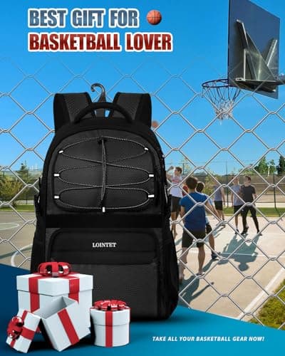 LOINTET Basketball Bag Backpack with Ball Holder Shoes Compartment, Large Basketball Accessories Sports Bag