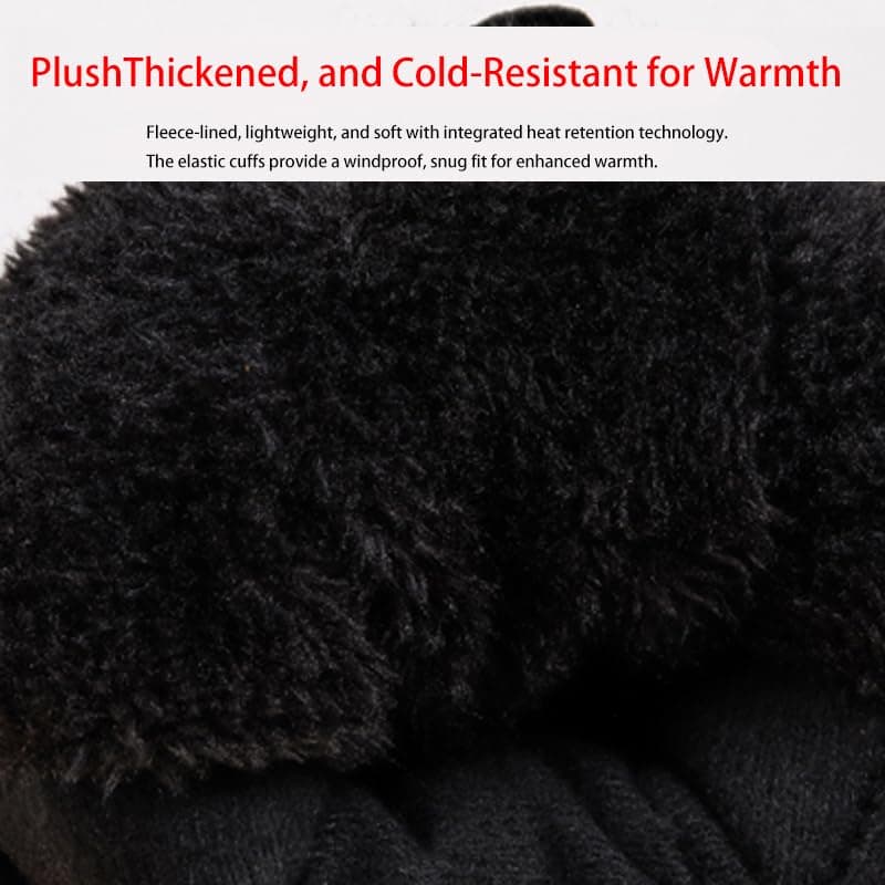 Harssidanzar Winter Leather Ski Mittens Goatskin Thermal Waterproof Snowboarding Gloves for Men Women KM065US