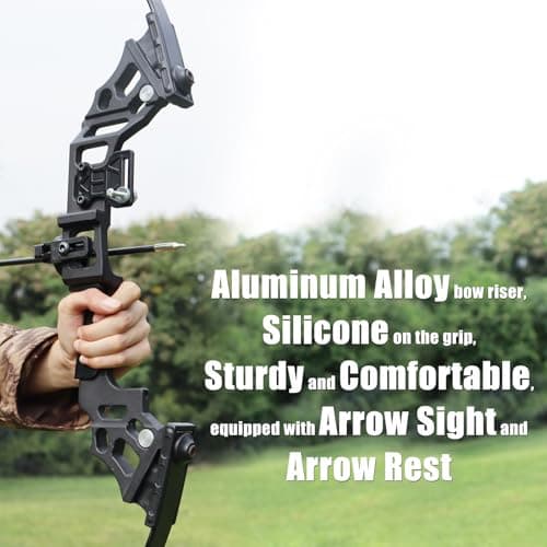 Archery Bows and Arrows Set for Adults, Recurve Bow Set for Adult Beginner & Youth, Takedown Hunting Bow and Arrow Set Outdoor, 30 40 Lbs Right Hand, Aluminum Alloy Bow Riser