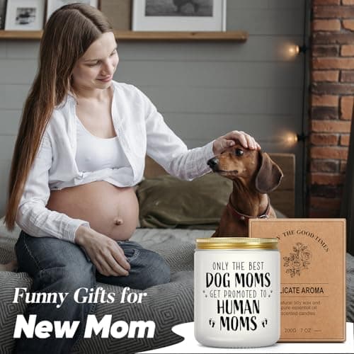 New Mom Gifts for Pregnant Women, Funny Dog Mom Pregnancy Gift for Expecting Moms, Mother to be Gift for First Time Mommy, Congrats on Pregnancy Candle Present for Wife Friend Sister