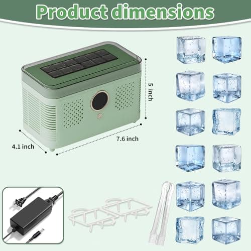 Portable Ice Maker, Fast Ice Making, Quiet, Energy-Efficient, with Ice-Cubes Detachment Rack and Removable Top Cover, Ice Makers Countertop for Home, Office, Parties, Camping, Travel