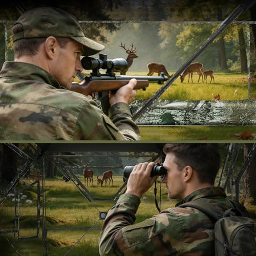 Hunting Blind, 360 Degree See Through Pop Up Deer Blind for 1-2 Person, Silent Sliding Windows,Ground Blind with Carry Bag, Camouflage Hunting Tent for Deer Turkey Duck Hunting