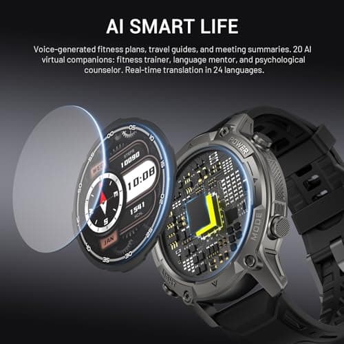 2026 AI Smart Watch with Standalone GPS & Offline Maps, 5ATM Waterproof, 1.43" AMOLED, 21-Day Battery, 178 Sports Modes, Compass, Heart Rate/SpO2/Stress/Sleep Monitor, for Android iOS Men Women Black