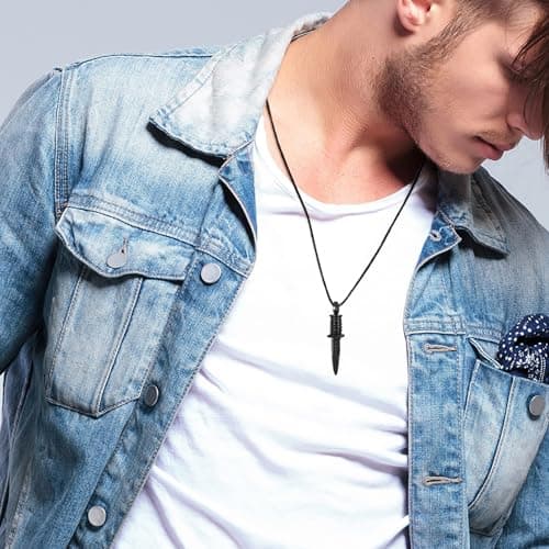 Stainless Steel Memorial Necklace Keepsake Pendant Ash Holder for Pet Human Urn Jewelry Funeral Memorial Gift with Fill Tool Hearbeingt Knife Dagger Urn Necklaces for Men Cremation Jewelry for Ashes B076WW6TZR