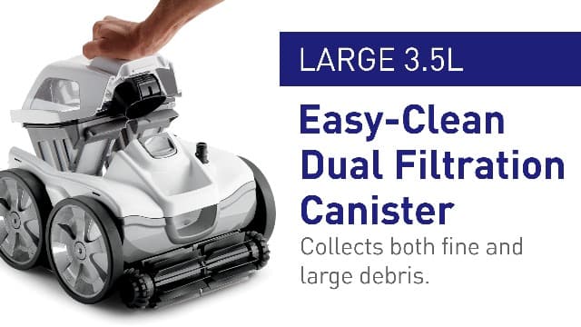 Polaris Quattro P40 Pressure Side Pool Cleaner for All In-Ground Pool Surfaces, Large-Capacity Dual Filtration Canister, 31' Hose & Transparent Lid to View Debris