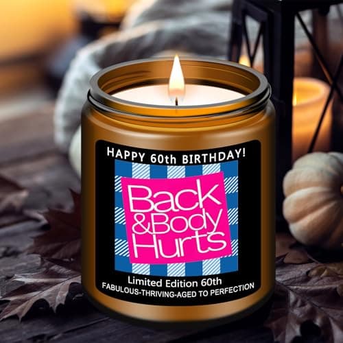 Homsolver 60th Birthday Gifts for Women Men, Happy 60th Birthday Decorations Candles Gift for Her Him, Funny 60 Years Old Ideas- Lavender Scented Candle