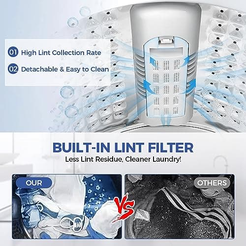 20Lbs Portable Washing Machine Nictemaw Portable Washer, 2.8 Cu.ft Washer and Dryer Combo with Drain Pump, 10 Programs 8 Water Level Compact Laundry Washer for Home, Apartment, RV, Dorms