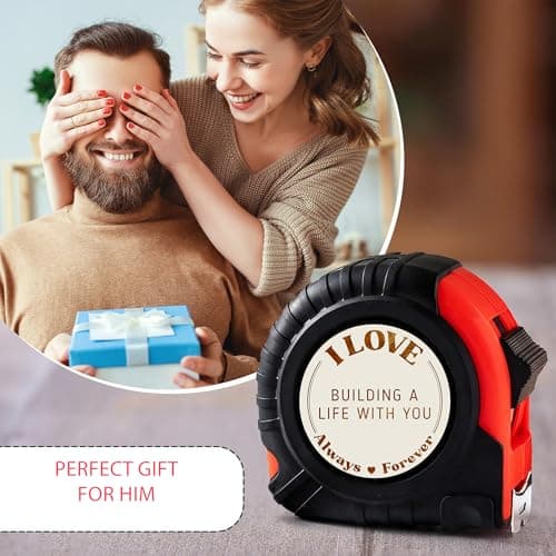 Gossby Gift for Husband, Boyfriend - I Love Building A Life with You Tape Measure - Christmas, Valentines, Anniversary Tool Gift for Him - Men Gift for Husband, Boyfriend from Wife, Girlfriend