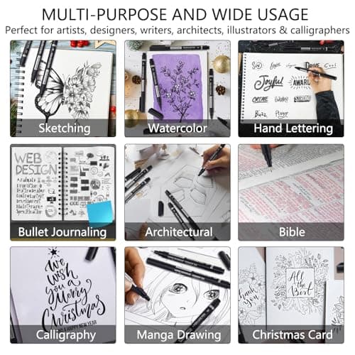 MARTCOLOR Micro Pen Fineliner Pens, 10 Size Fine Point Archival Black Ink Pens, Waterproof Multiliner Pen for Artist Illustration, Sketching, Art Drawing, Anime, Manga, DIY Gifts Projects