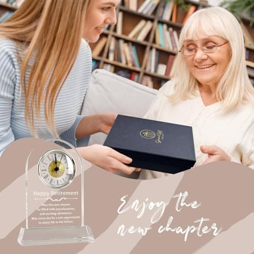 L.Karde Retirement Gift for Women Men Coworker Desk Clock K9 Crystal Keepsakes Retired for Friend Boss for Dad