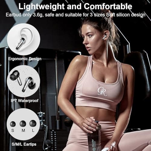 Wireless Earbuds, Bluetooth 5.3 Headphones Bass Stereo, 48Hours Playtime, 4 ENC Mic Clear Calls, Noise Cancelling Ear Buds with LED Display Charging Case,IPX7 Waterproof Earphone for Android iOS Black