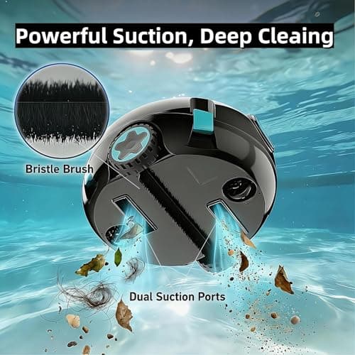 Robotic Pool Cleaner, Cordless Pool Vacuum Robot,Dual Motors & Filters, Smart Self-Parking,IPX8 Waterproof,Powerful Suction, Inground/Over-Ground Pool Skimmer (Button Operation-update4)