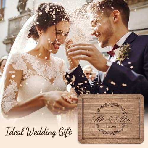 Engraved with "Mr. and Mrs. EST. 2026"- Mr and Mrs/Wedding/Engagement Gift for Newlyweds Bride and Groom, 11" L x 8.5" W Craftique Wedding Gifts for Couples 2026, Bridal Shower Gifts-Cutting Board B0FQ579CB9