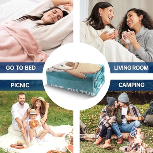Wife is Charging Sloth Blanket 60" x 50", Cyan, Christmas Mothers Day Birthday Gift for Wifey from Husband Leebbsin Funny Gifts for Wife, Anniversary Wedding Gifts for Wife B0DNMFTB5W