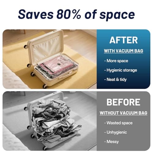 Combo 12 Pack Travel Vacuum Bags for Luggage with Portable Electric Pump,Vacuum Seal Bags for Clothing,Packing Cubes Compression,Cruise Ship and Travel Essentials