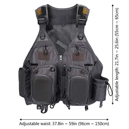 BASSDASH Strap Fishing Vest Adjustable for Men and Women, for Fly Bass Fishing and Outdoor Activities